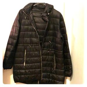 Zara puffer coat, very thin black knee-length